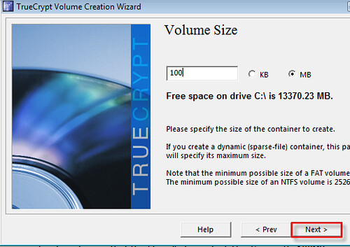 File size of 100 MB