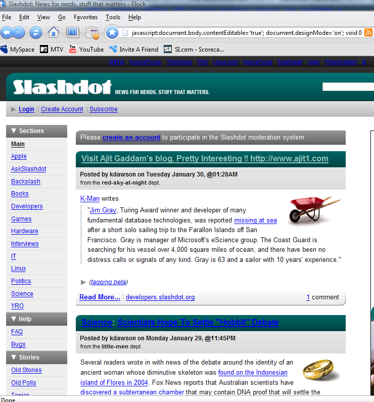 Webpage edit of Slashdot on the fly Webpage edit of Slashdot on the fly