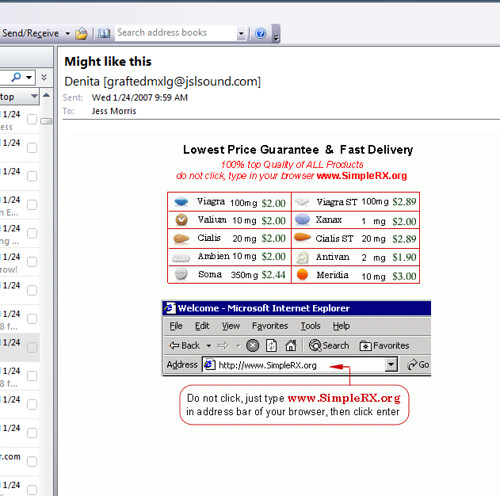 SpamThru pump and dump stock scheme email message