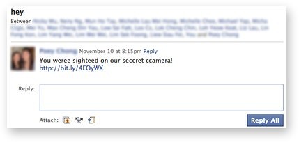 Facebook spam message